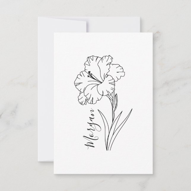 Tarjeta De Agradecimiento Personalizado August Gladiolus Birt Flower Gift po (Anverso)