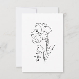 Tarjeta De Agradecimiento Personalizado August Gladiolus Birt Flower Gift po