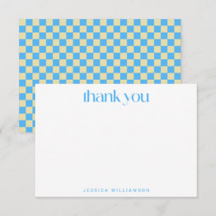 Tarjeta De Agradecimiento Personalizado azul claro retro de tablero de ajedr