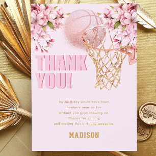 Tarjeta De Agradecimiento Personalizado Baloncesto Chica de lujo Cumpleaños