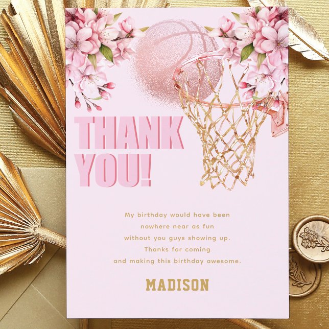 Tarjeta De Agradecimiento Personalizado Baloncesto Chica de lujo Cumpleaños (Subido por el creador)