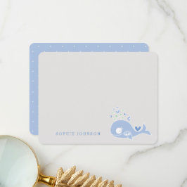 Tarjeta De Agradecimiento Personalizado bebé de ballena embarazada azul geme