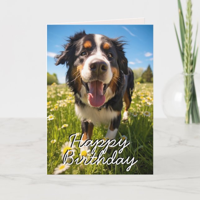 Tarjeta De Agradecimiento Personalizado Bernese Mountain Dog Happy Birday Ca (Anverso)