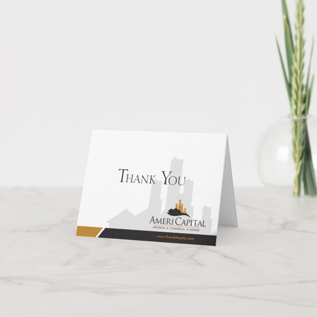 Tarjeta De Agradecimiento PERSONALIZADO Bienes Raíces Gracias Por Su Negocio (Anverso)
