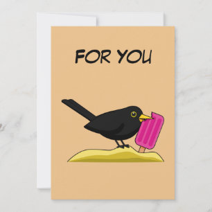 Tarjeta De Agradecimiento Personalizado Blackbird Comer Helado   Añadir el t