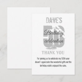 Tarjeta De Agradecimiento Personalizado blanco moderno Cualquier edad 50 año