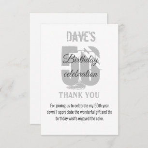 Tarjeta De Agradecimiento Personalizado blanco moderno Cualquier edad 50 año