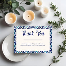 Personalizado Blue Mediterranean Tile Boda Gracias