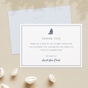 Tarjeta De Agradecimiento Personalizado Blue Nautical Sailboat Compasión fun