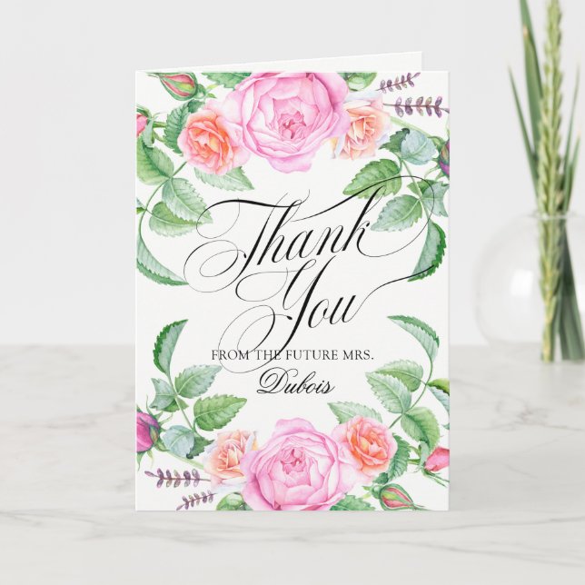Tarjeta De Agradecimiento Personalizado Boda Botánico-Floral (Anverso)