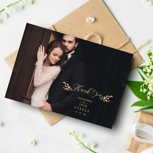 Tarjeta De Agradecimiento Personalizado Boda de fotografía de ramas botánica (Subido por el creador)