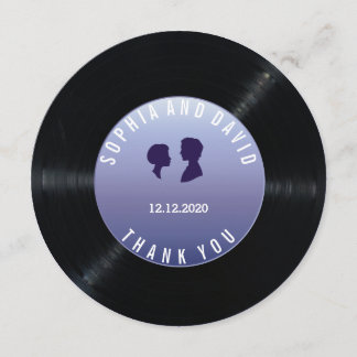 Tarjeta De Agradecimiento Personalizado Boda de registro de vinilo único ret
