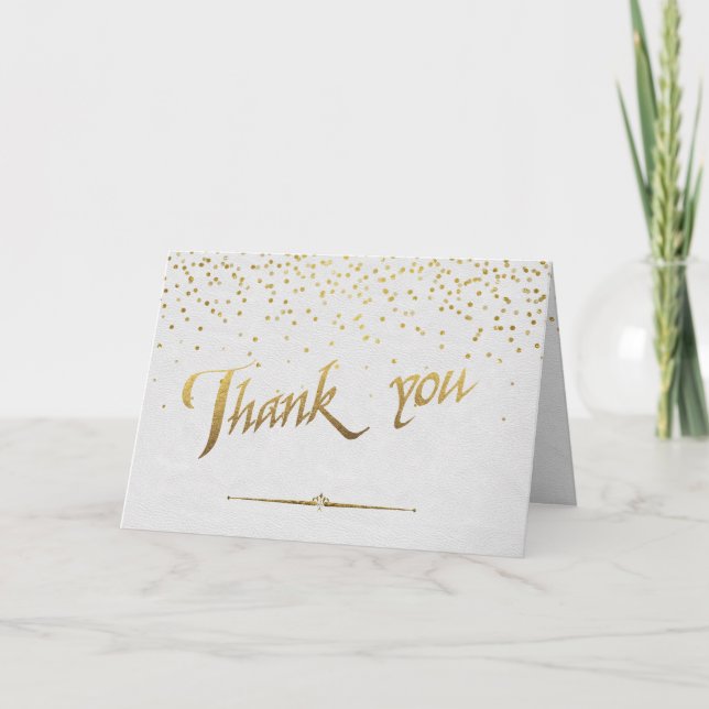 Tarjeta De Agradecimiento Personalizado Boda del Relieve metalizado dorado R (Anverso)