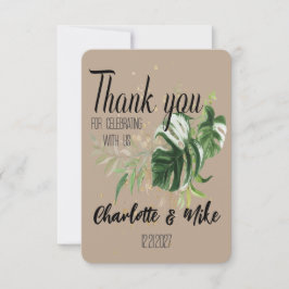 Tarjeta De Agradecimiento Personalizado Boda tropical gracias por las tarjet