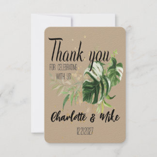 Tarjeta De Agradecimiento Personalizado Boda tropical gracias por las tarjet