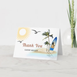 Tarjeta De Agradecimiento Personalizado Branded Beach Surfing Baby Shower Gr
