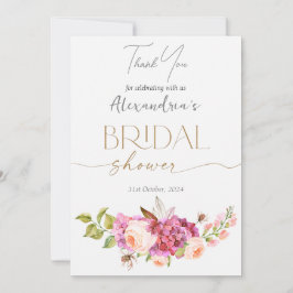 Tarjeta De Agradecimiento Personalizado Bridal Shower Floral Bouquet