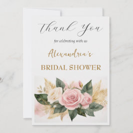 Tarjeta De Agradecimiento Personalizado Bridal Shower flores rosadas Gracias