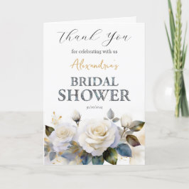 Tarjeta De Agradecimiento Personalizado Bridal Shower Rosas Gracias