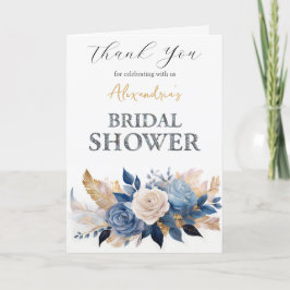 Tarjeta De Agradecimiento Personalizado Bridal Shower Rosas Gracias