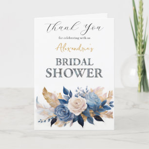 Tarjeta De Agradecimiento Personalizado Bridal Shower Rosas Gracias