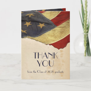 Tarjeta De Agradecimiento Personalizado Cathy 3- Bandera de cosecha patrióti