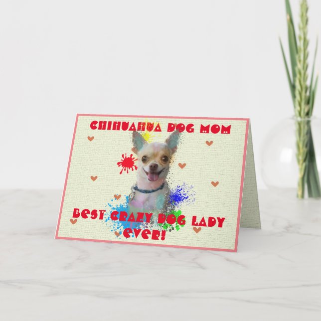 Tarjeta De Agradecimiento Personalizado Chihuahua Mamá Perro Mejor Loco Tarj (Anverso)