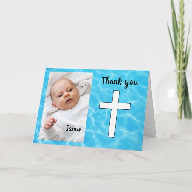 Tarjeta De Agradecimiento Personalizado Christening gracias (Anverso)