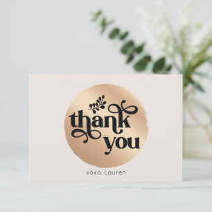 Tarjeta De Agradecimiento Personalizado Círculo Plano de Oro Antiguo Agradec