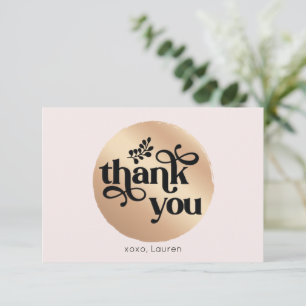 Tarjeta De Agradecimiento Personalizado Círculo Plano de Oro Antiguo Gracias