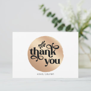 Tarjeta De Agradecimiento Personalizado Círculo Plano de Oro Antiguo Gracias