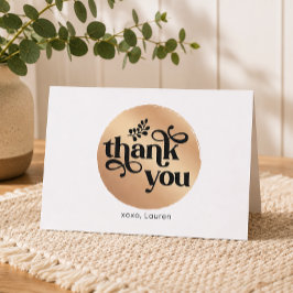 Tarjeta De Agradecimiento Personalizado Círculo Plano de Oro Antiguo Gracias