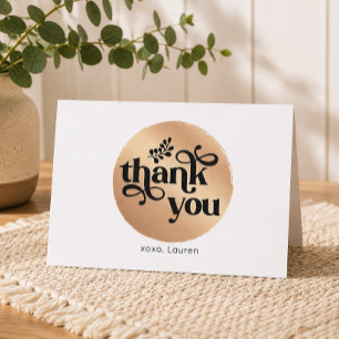 Tarjeta De Agradecimiento Personalizado Círculo Plano de Oro Antiguo Gracias