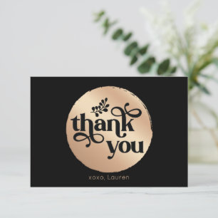 Tarjeta De Agradecimiento Personalizado Círculo Plano de Oro Vintage Gracias