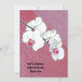 Tarjeta De Agradecimiento Personalizado Cita Pluma Acuarela Orquídeas Blanca