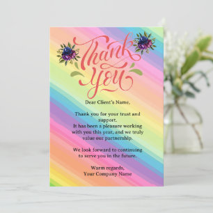 Tarjeta De Agradecimiento Personalizado cliente de pequeñas empresas con flo