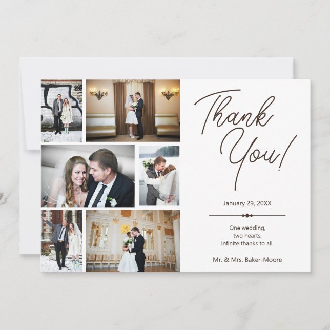 Tarjeta De Agradecimiento Personalizado Collage de fotos Boda Gracias Tarjet (Anverso)