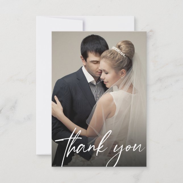 Tarjeta De Agradecimiento Personalizado contemporáneo 2 fotos Boda simple (Anverso)