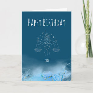 Tarjeta De Agradecimiento Personalizado cumpleaños zodiac Libra señal mármol