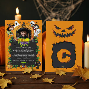 Tarjeta De Agradecimiento Personalizado cutáneo Spooktacular Halloween Monst