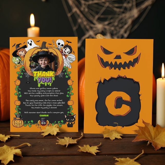 Tarjeta De Agradecimiento Personalizado cutáneo Spooktacular Halloween Monst (Subido por el creador)