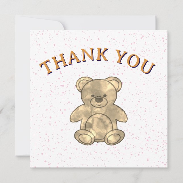 Tarjeta De Agradecimiento Personalizado Cute Teddy Bear (Anverso)