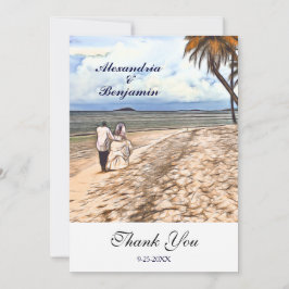 Tarjeta De Agradecimiento Personalizado de acuarela de bodas tropicales de v