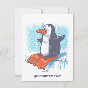 Tarjeta De Agradecimiento personalizado de aletas con pingüino gracioso