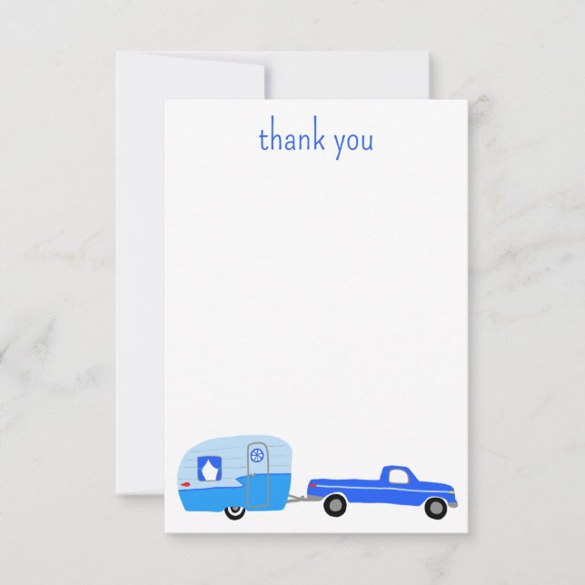 Tarjeta De Agradecimiento Personalizado de BABY SHOWER de Camión Azul Cute (Anverso)