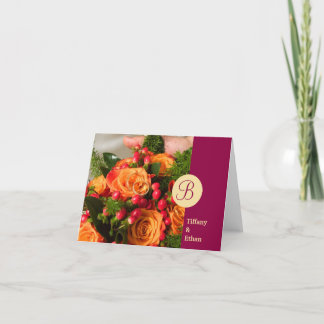 Tarjeta De Agradecimiento Personalizado de banda maroon foto carta monograma