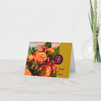 Tarjeta De Agradecimiento Personalizado de banda marrón foto carta monograma