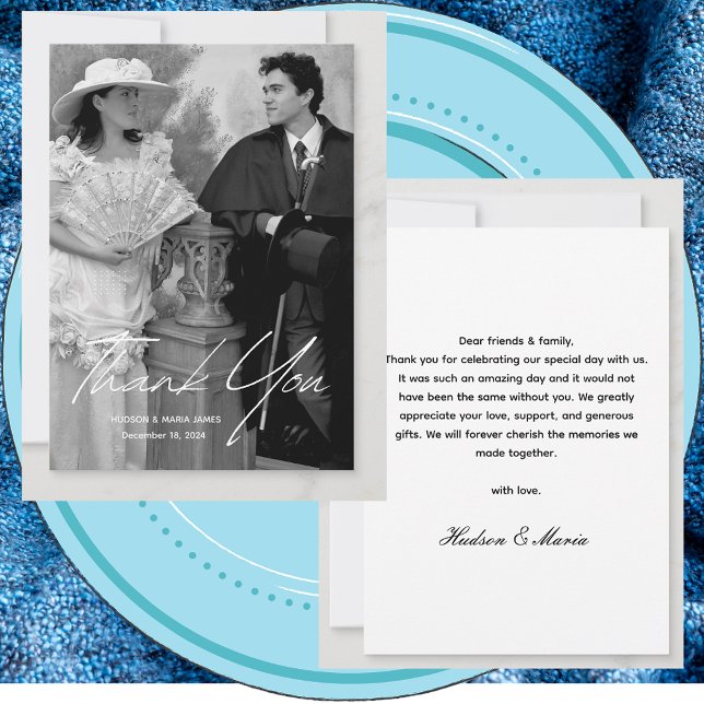 Tarjeta De Agradecimiento Personalizado de Boda de fotografías clásicas de e (Subido por el creador)