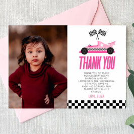 Tarjeta De Agradecimiento Personalizado de coches de carreras Racecar Rosa F
