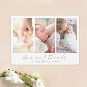 Tarjeta De Agradecimiento Personalizado de Collage de fotos múltiple de oro